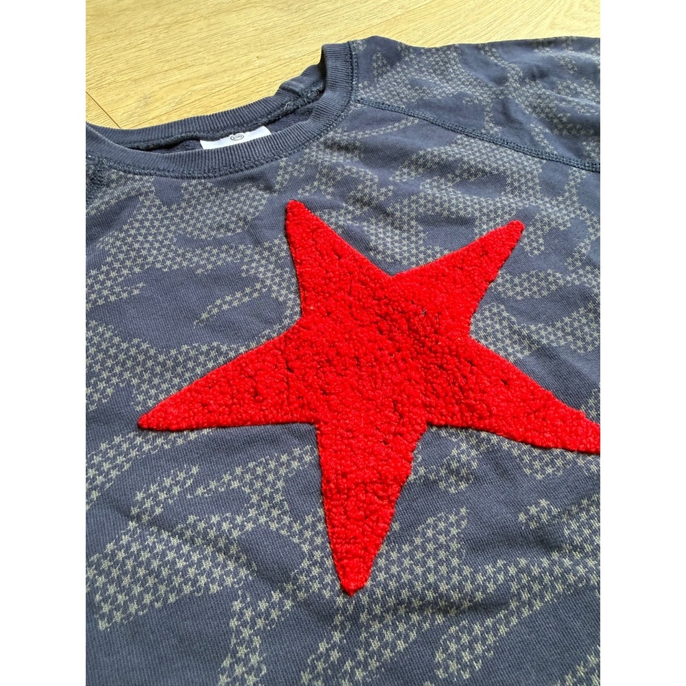 Kids Boys Girls Hanna Andersson blue camo red star stripe size 12 / 150 pullover - Picture 4 of 11